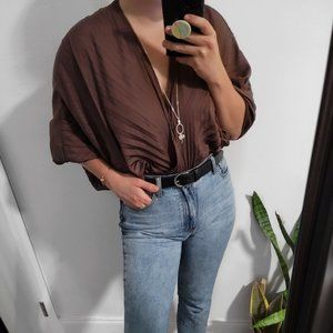 Maroon Puffy Long Sleeve Blouse